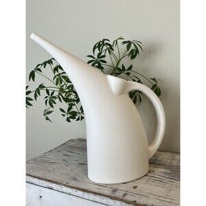 Vintage Style White Watering Can Plastic Long No Spill Spout / Retro 13.5” Plant